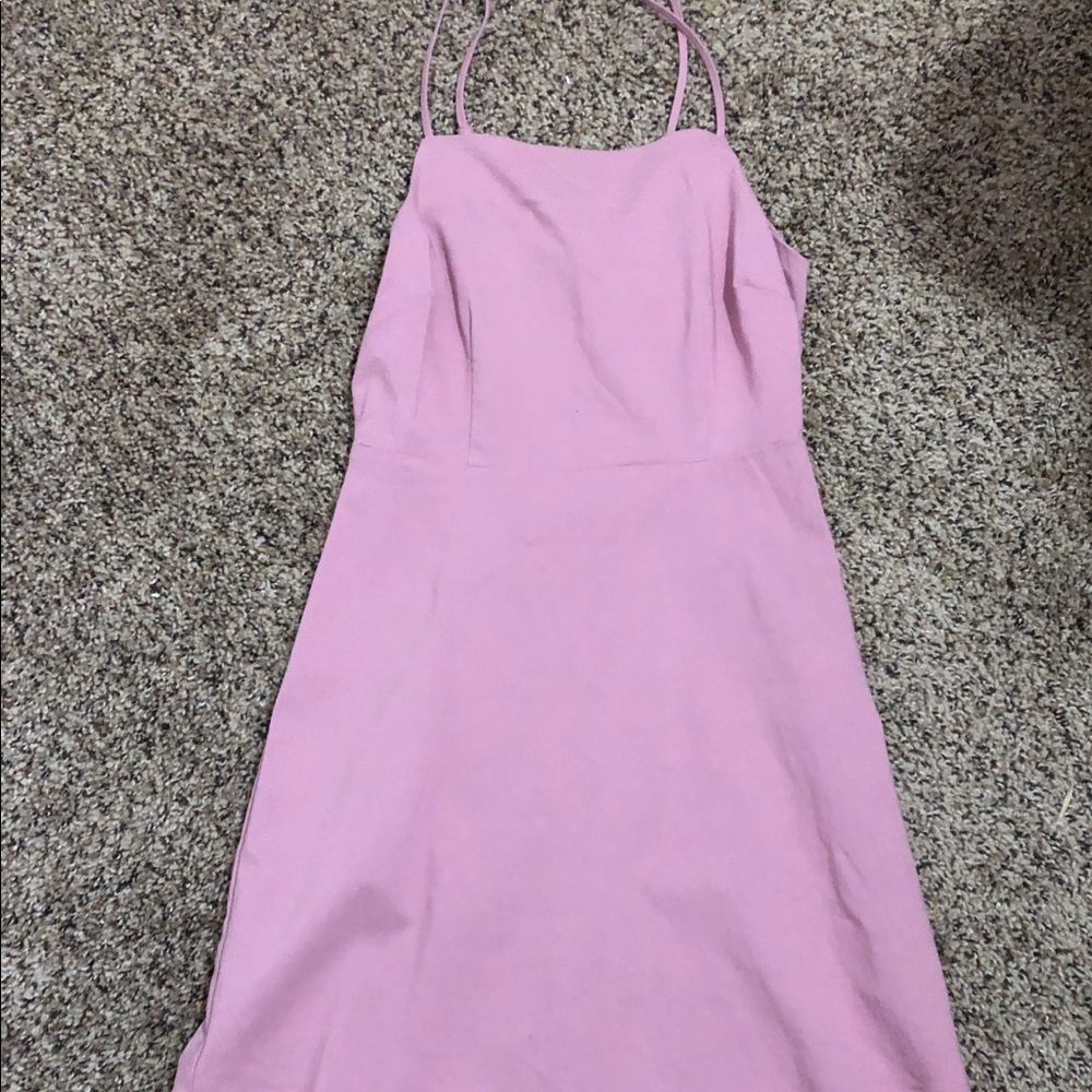 Pink high neck mini dress!